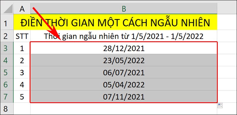 tự nhảy ngày tháng trong excel