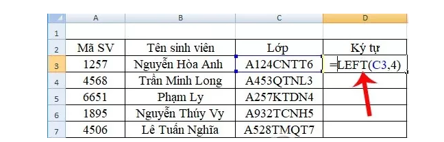 lấy ký tự trong excel