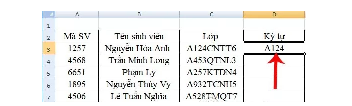 lấy ký tự trong excel