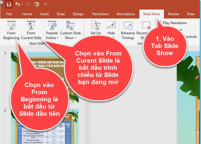 cách trình chiếu powerpoint