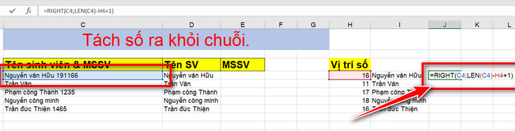 cách tách số ra khỏi chuỗi trong excel