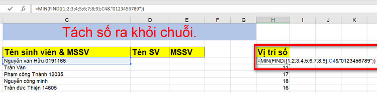 cách tách số ra khỏi chuỗi trong excel