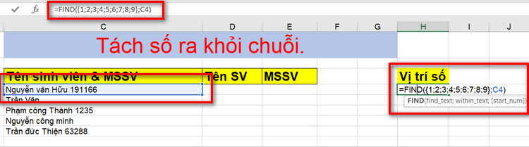 cách tách số ra khỏi chuỗi trong excel