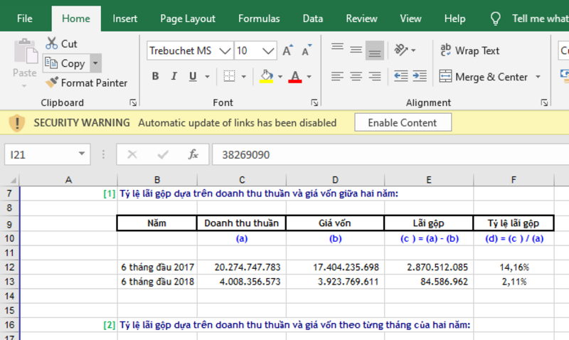 file excel bị nặng