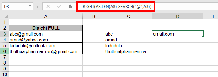 tách chữ trong excel