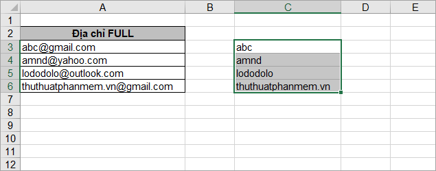 tách chữ trong excel