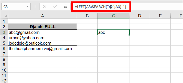 tách chữ trong excel