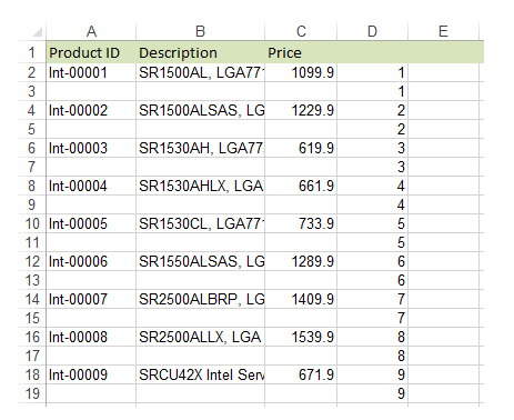 phím tắt chèn dòng trong excel