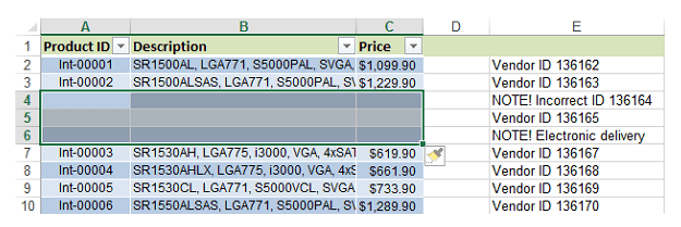 phím tắt chèn dòng trong excel