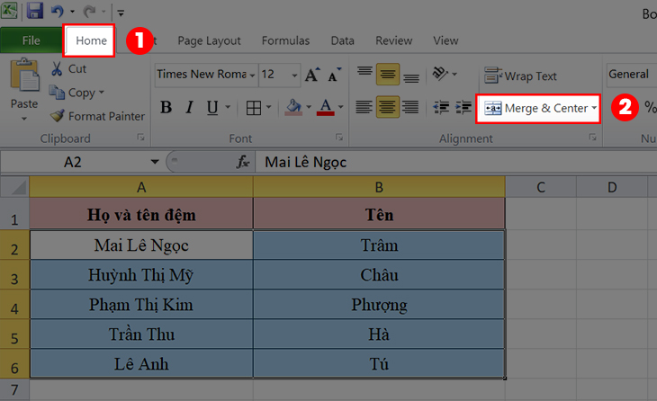 gộp cột trong excel