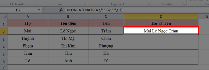 gộp cột trong excel