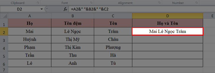 gộp cột trong excel