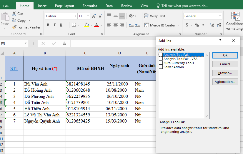 chuyển chữ hoa thành chữ thường trong excel