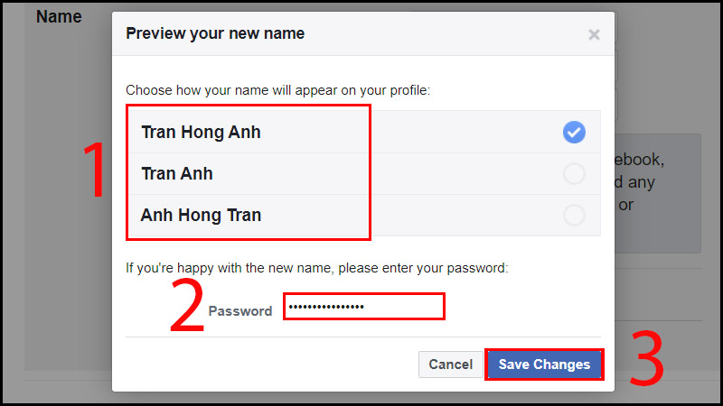 cách đổi tên facebook