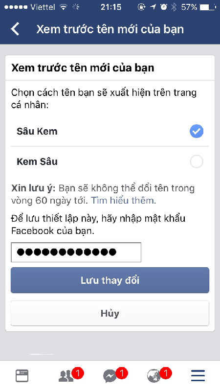 cách đổi tên facebook