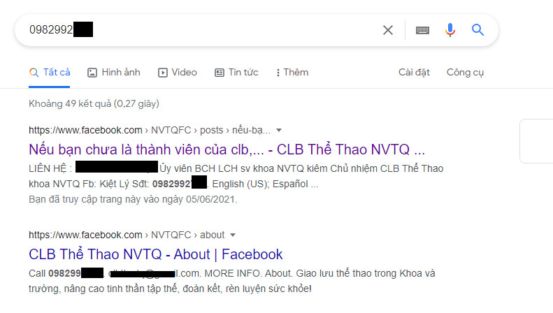 tìm facebook qua số điện thoại